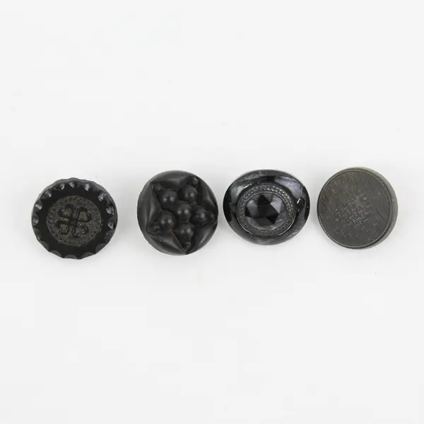 Lot of 10 Antique Victorian Black Glass Picture Buttons 5/8" to 1" FLAWED