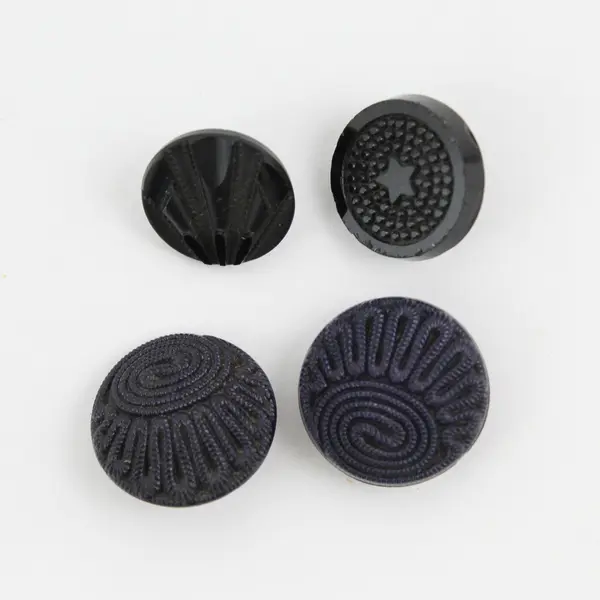 Lot of 10 Antique Victorian Black Glass Picture Buttons 5/8" to 1" FLAWED