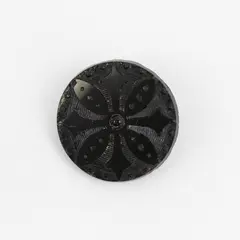 Antique Victorian Black Glass Flower/Starburst Design Button 1-1/4"