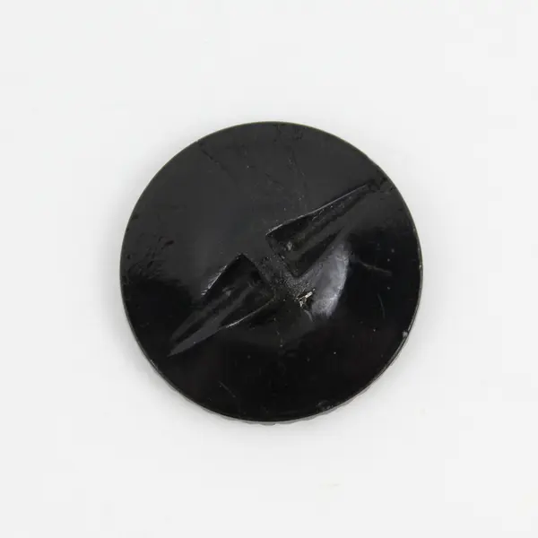 Antique Victorian Black Glass Faceted Floral Design Button 1-1/4"