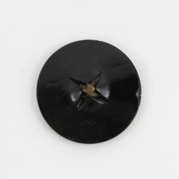 Antique Victorian Black Glass Ornate Faceted Design Button 1-1/4"