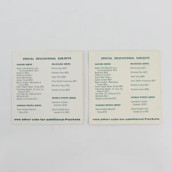 Lot Of 2 Vintage View-Master Packet Lists Brochure Ephemera