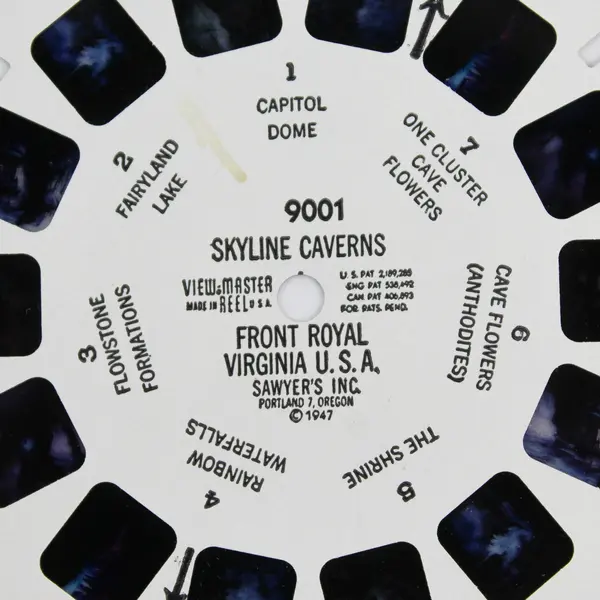 Vintage View-Master Skyline Caverns Front Royal Virginia USA Single Reel 9001