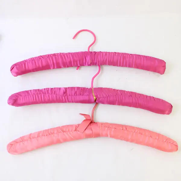 Lot of 7 Colorful Padded Silk Covered Clothes Hangers
