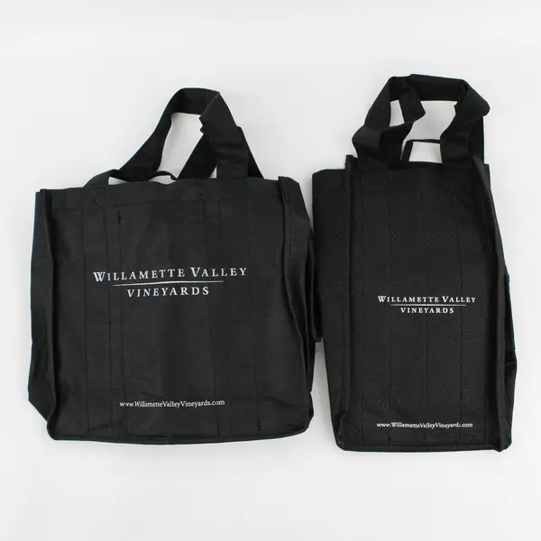 Lot of 2 Willamette Valley Vineyards Black Wine Bottle Bags