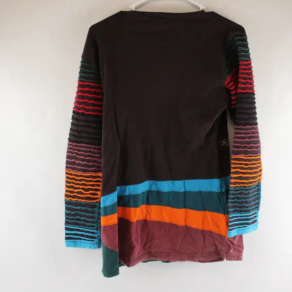 Unbranded Size M Nepalese 100% Cotton Boho Patchwork Embroidered Long Sleeve Top