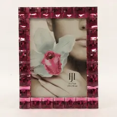 Isaac Jacobs Decorative Sparkling Light Pink Jewel Picture Frame Desk Display