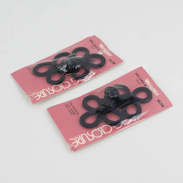 Lot of 2 Wright's Frog Closures for Sewing, Navy Blue New 
