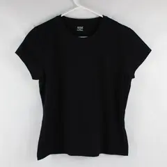 A. N. A. Solid Black Color Short Sleeve T-Shirt Top Cotton/Spandex Women's M