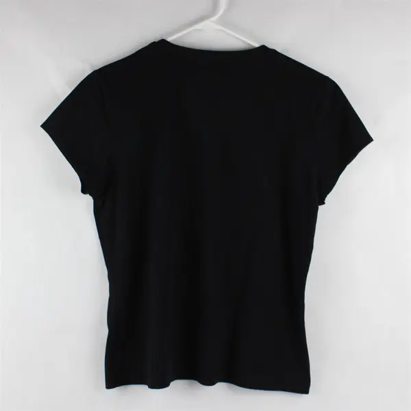 A. N. A. Solid Black Color Short Sleeve T-Shirt Top Cotton/Spandex Women's M