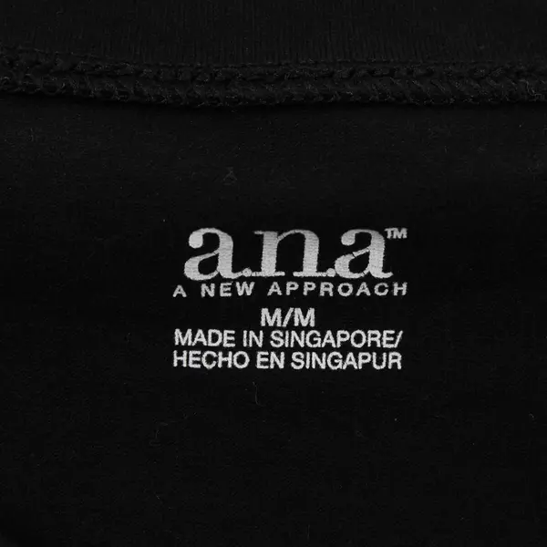 A. N. A. Solid Black Color Short Sleeve T-Shirt Top Cotton/Spandex Women's M