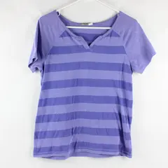 Threehearts Purple Large Horizontal Striped Short Sleeve T-Shirt Women's Size M