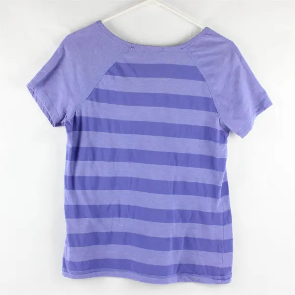 Threehearts Purple Large Horizontal Striped Short Sleeve T-Shirt Women's Size M