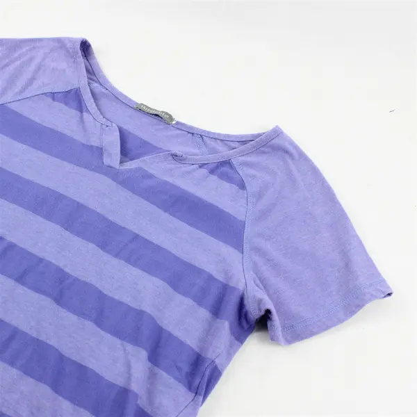 Threehearts Purple Large Horizontal Striped Short Sleeve T-Shirt Women's Size M