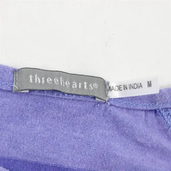 Threehearts Purple Large Horizontal Striped Short Sleeve T-Shirt Women's Size M