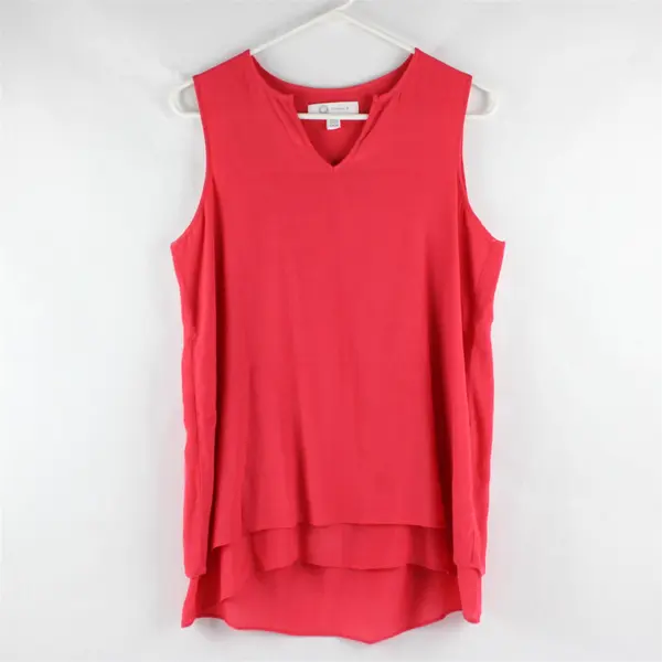 Cristina B Solid Pink Color Sleeveless Blouse Viscose/Polyester Women's Size S