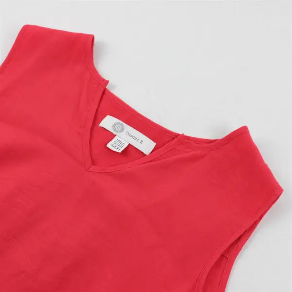 Cristina B Solid Pink Color Sleeveless Blouse Viscose/Polyester Women's Size S