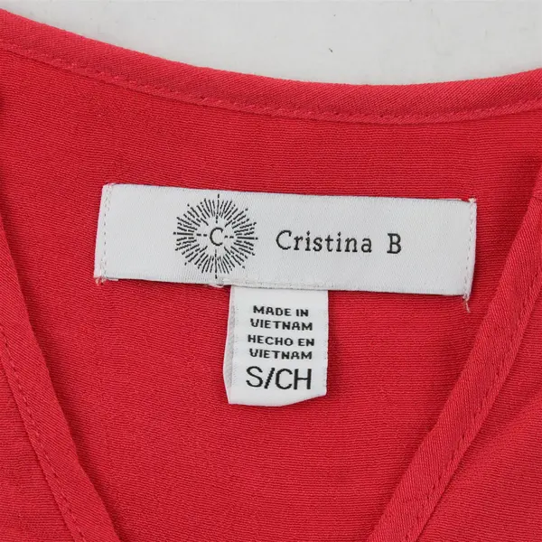 Cristina B Solid Pink Color Sleeveless Blouse Viscose/Polyester Women's Size S
