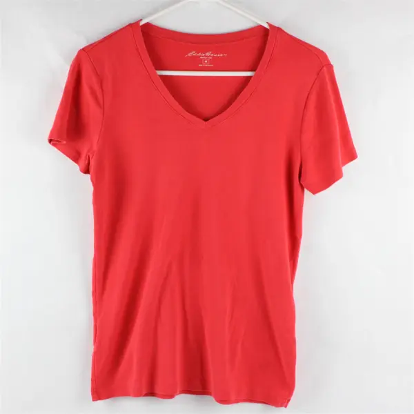 Eddie Bauer Solid Orange Short Sleeve T-Shirt Top 100% Cotton Women's Size M