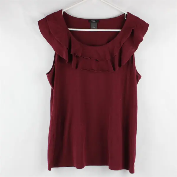 Ann Taylor Burgundy Color Sleeveless Blouse Top Cotton Women's Size L