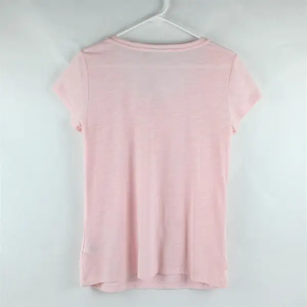 DKNYC Solid Baby Pink Short Sleeve Shirt Top Polyester/Viscose Women's Size M
