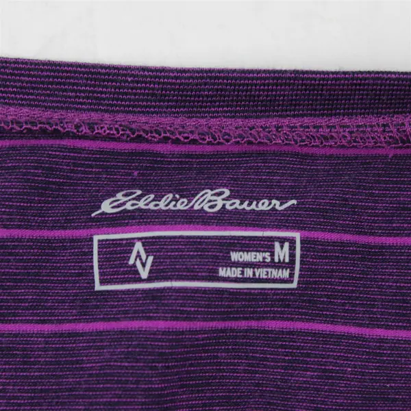 Eddie Bauer Purple Horizontal Striped Quarter Length Sleeve Top Women's Size M