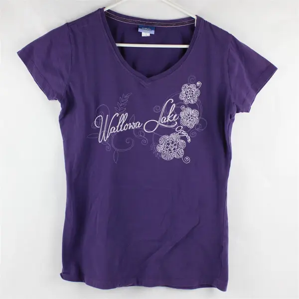 E. M. I  Sportswear Purple "Wallowa Lake" Short Sleeve Top 100% Cotton Women's M