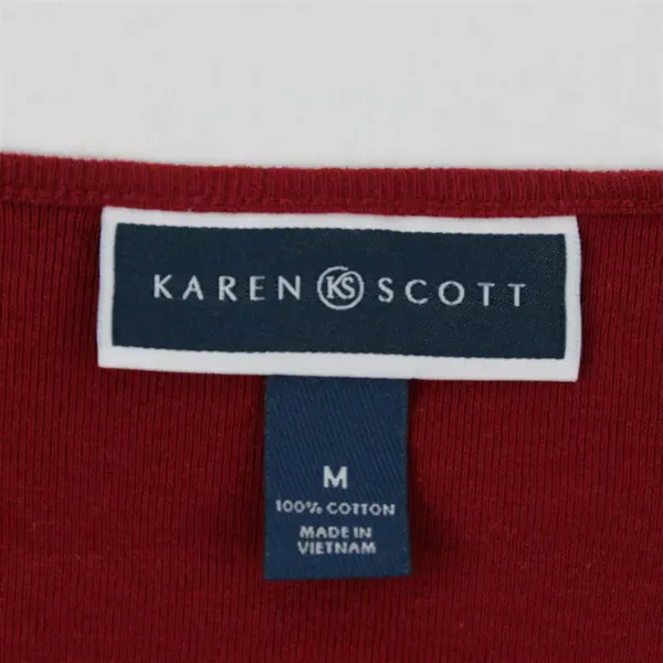 Karen Scott Solid Red Color Quarter Length Sleeve Top 100% Cotton Women's Size M
