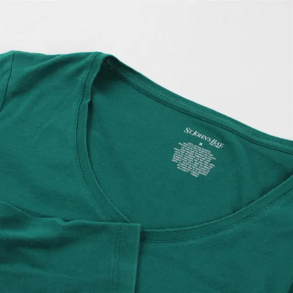 St. John's Bay Solid Green Color Long Sleeve Shirt Top 100% Cotton Womens Size M
