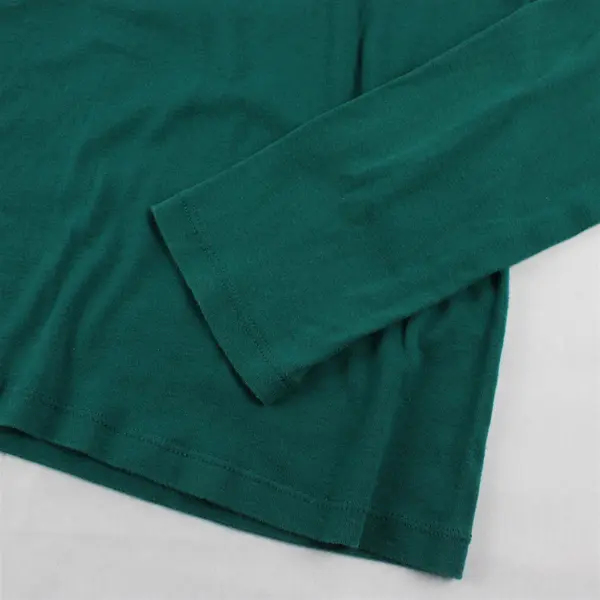 St. John's Bay Solid Green Color Long Sleeve Shirt Top 100% Cotton Womens Size M