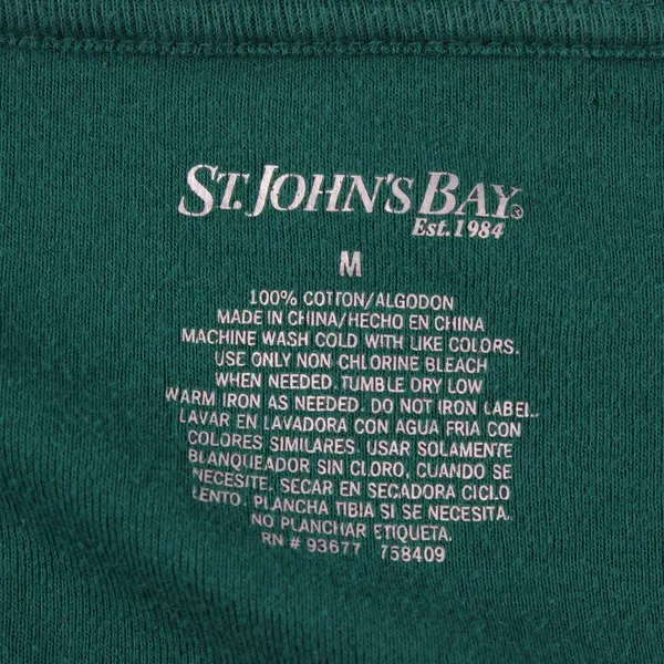 St. John's Bay Solid Green Color Long Sleeve Shirt Top 100% Cotton Womens Size M