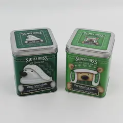 Lot of 2 Swiss Miss Holiday Bear Collectible Empty Square Tins