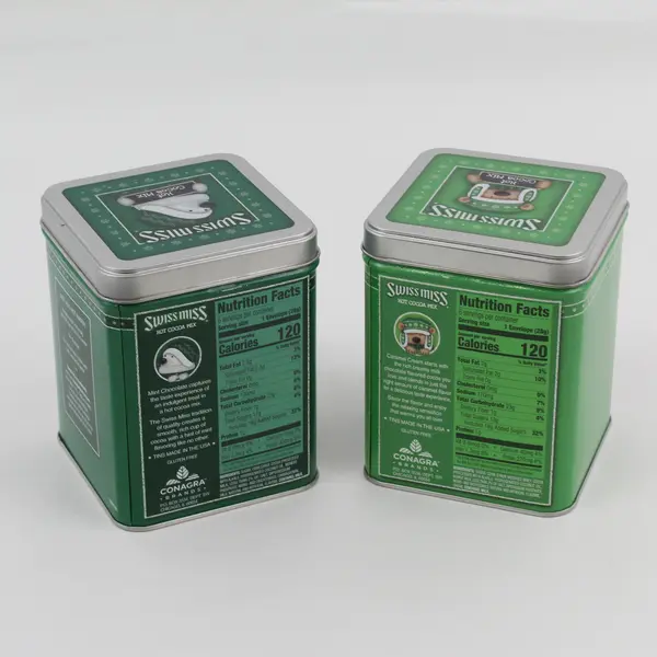 Lot of 2 Swiss Miss Holiday Bear Collectible Empty Square Tins