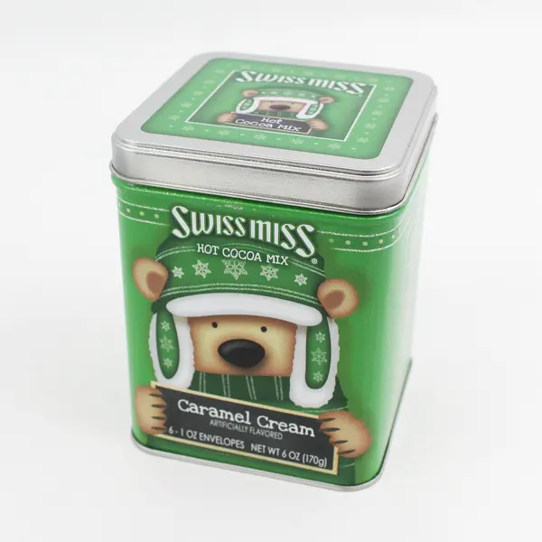 Lot of 2 Swiss Miss Holiday Bear Collectible Empty Square Tins