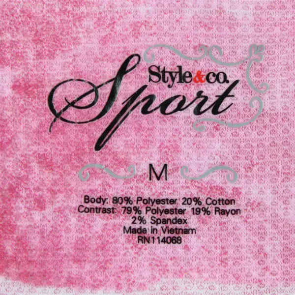 Style Co Sport Pink Beaded Floral Long Sleeve Shirt Polyester/Cotton Women's M