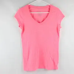 No Boundaries Solid Fluorescent Pink Short Sleeve T-Shirt Women's Size L (11-13)