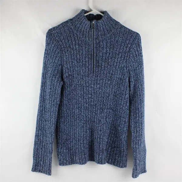 Jones New York Sport Blue Knit Quarter Zip Turtle Neck Sweater Women's Size S