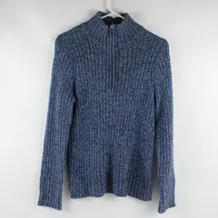 Jones New York Sport Blue Knit Quarter Zip Turtle Neck Sweater Women's Size S