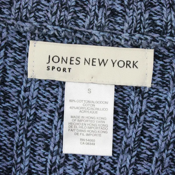 Jones New York Sport Blue Knit Quarter Zip Turtle Neck Sweater Women's Size S