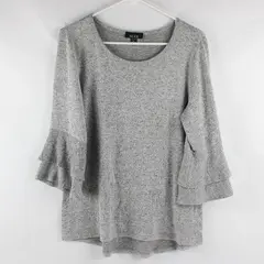 Alyx Brand Gray Speckled Quarter Length Sleeve Blouse Top Women's Size S