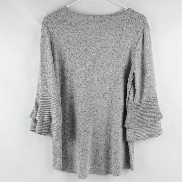 Alyx Brand Gray Speckled Quarter Length Sleeve Blouse Top Women's Size S