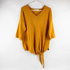 Time & Tru Solid Orange Color Woven Half Length Sleeve Top Women's Size M (8-10)