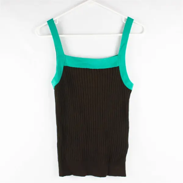 Old Navy Brown & Green Ribbed Tank Top 100% Cotton Women's Size Medium