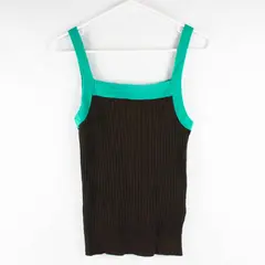 Old Navy Brown & Green Ribbed Tank Top 100% Cotton Women's Size Medium