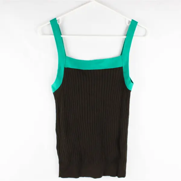 Old Navy Brown & Green Ribbed Tank Top 100% Cotton Women's Size Medium