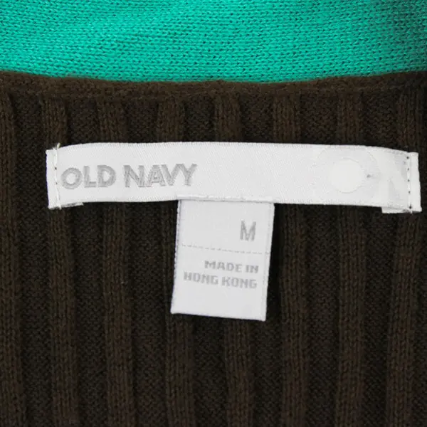 Old Navy Brown & Green Ribbed Button Up Cardigan 100% Cotton Women's Size Medium