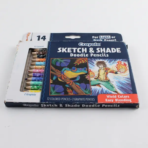 Crayola Sketch & Shade Doodle 12 Colored Pencils 2 Graphite Pencils 14pk Used