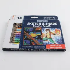 Crayola Sketch & Shade Doodle 12 Colored Pencils 2 Graphite Pencils 14pk Used