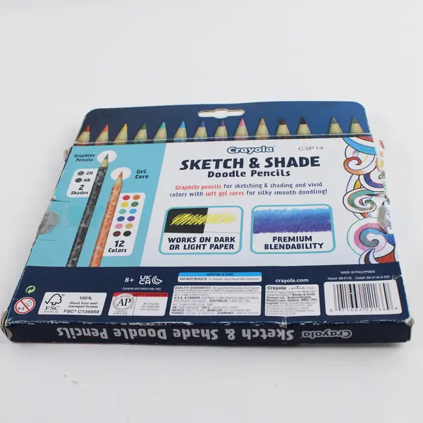 Crayola Sketch & Shade Doodle 12 Colored Pencils 2 Graphite Pencils 14pk Used