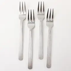 Lot of 4 Retroneu Foliage Silver Stainless Steel Salad Forks 7.5"